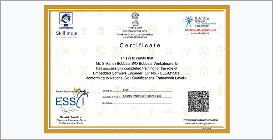 NSDC Certified Embedded Institute