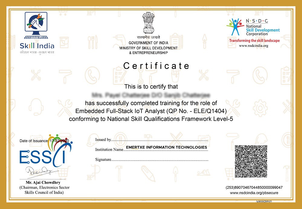 NSDC Certificate from Emertxe